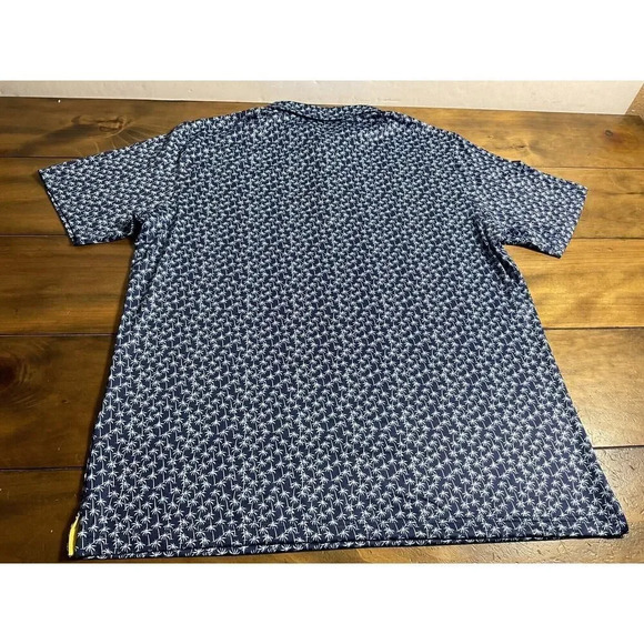 Maelreg Men's Performance Golf Polo Shirt Navy Palm Trees AOP Size Large - Picture 9 of 10